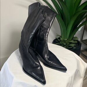 Seven7 Black Heeled Boots with Western Influence